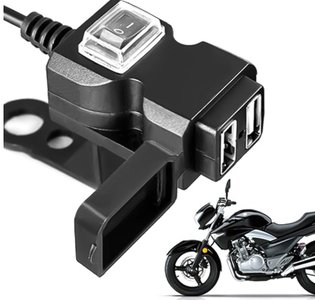 12v-24v Dubbele usb poort waterdicht met beugel voor motor.