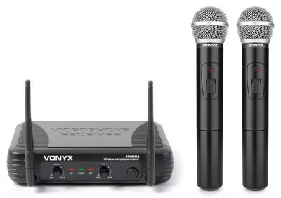 Vonyx STWM712-2-kanaals VHF Draadloos microfoon systeem