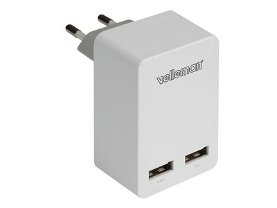 PSSEUSB33  LADER MET DUBBELE USB-AANSLUITING 5 V - 3.4 A max. (2.4 + 1 A)