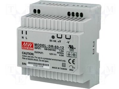 Industriële voeding voor DIN-RAIL - Meanwell - 12V 60W