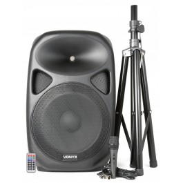 VONIX SPS152 15" actieve speakerset met standaard en microfoon