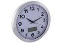 WC35  ALUMINIUM WANDKLOK MET LCD-DISPLAY - THERMOMETER, HYGROMETER EN WEERSVOORSPELLING - ALUMINIUM - Ø 35 cm